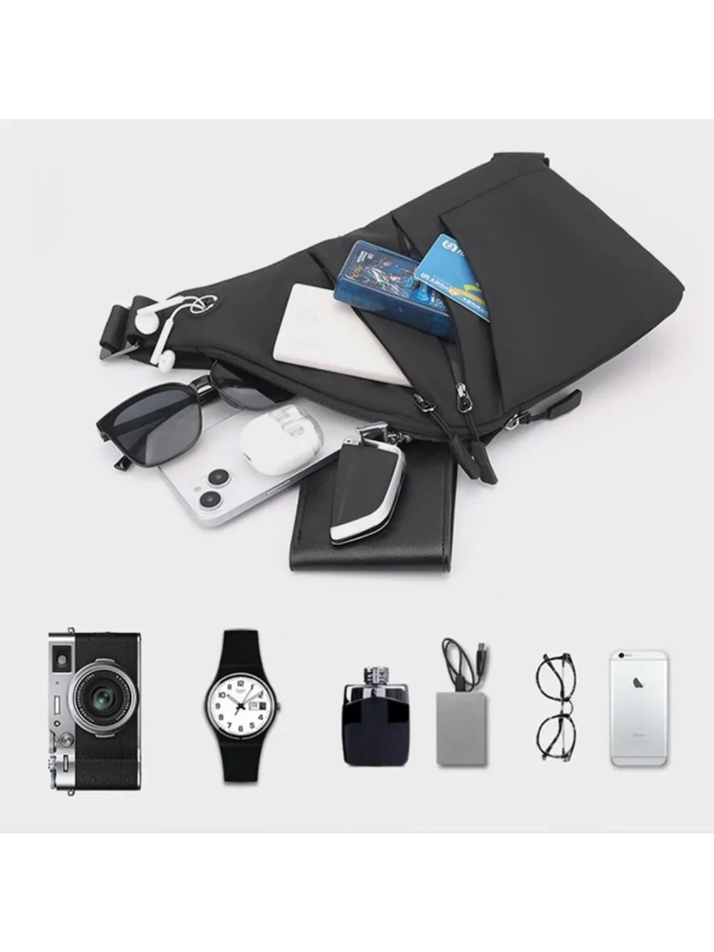 Anti-Theft Multi-Pocket Crossbody Bag for Women & Men, Slim RFID Sling Bag